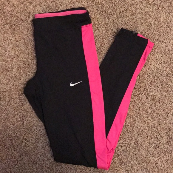 Nike Pants - Nike Black & Pink Dri-Fit Leggings - Size Medium